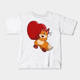 Fox at Love with Heart Kids T-Shirt